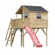 Speelhuis op poten met balkon en trap - WOODY Jinthe XL