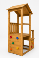 Speeltoren MAX met klimwand en 2 glijbanen (1,75cm + 1,20cm) grenenhout
