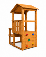 Speeltoren MAX met klimwand en 2 glijbanen (1,75cm + 1,20cm) grenenhout