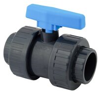 Kogelkraan 2-weg 63mm PVC met koppeling W'eau