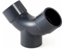 Y-stuk 63mm PVC brijvoer drieweg verdeler grijs