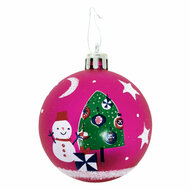 Kerstballen 8cm Peppa Pig Fuchsia - 6st.