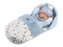 Babypop 40 cm met slaapzak blauw - Llorens Nico RN Vinyl