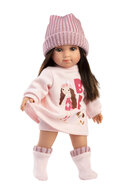 Llorens Pop Sara 35 cm met zacht lijfje en roze winteroutfit
