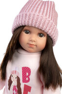 Llorens Pop Sara 35 cm met zacht lijfje en roze winteroutfit