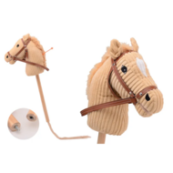 Stokpaard kort met staart en geluid Holly Horse corduroy licht