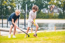 Hockeyset 2 kunststof sticks (oranje en groen) 30 inch met oranje bal in tas | Angel Sports