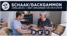 Schaakspel hout opklapbaa 30 x 30 x 5,5 cm - Essenhout