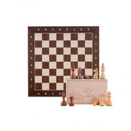 Schaakset ingelegd, 50 x 50 cm met schaakstukken 82 mm - Bruin, esdoorn/kassia