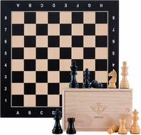 Schaakset ingelegd 40 x 40 cm schaakstukken 76 mm - Zwart, esdoorn