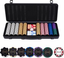 Pokerset in zwarte koffer met 500 chips zonder waarde (14 gram)