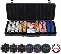 Pokerset in zwarte koffer met 500 chips met waarde (14 gram)