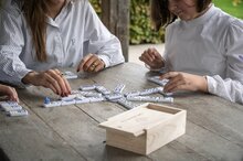 Domino Dubbel 12 Mexican train in houten kist