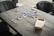 Domino Dubbel 12 Mexican train in houten kist