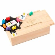 Domino Dubbel 9 Mexican train Nummers in houten kist