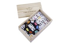 Domino Dubbel 12 Nummers Mexican train in houten kist
