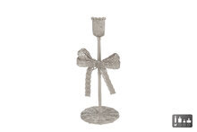 Metalen kandelaar Strik &ndash; beige &ndash; 10 &times; 10 &times; 25 cm
