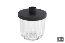 Kandelaar Luna &ndash; helder/zwart &ndash; glas/metaal &ndash; 9 &times; 9 &times; 11,5 cm