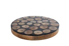 Onderbord Wouter &ndash; naturel/zwart &ndash; mangohout &ndash; 19,5 &times; 19,5 &times; 2 cm
