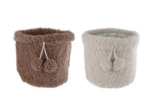 Opbergmand Pom Pom &ndash; bruin/cr&egrave;me stof &ndash; 30 &times; 30 &times; 30 cm &ndash; diverse uitvoeringen