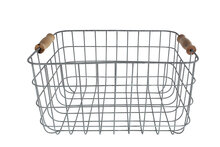 Opbergmand Sjouke &ndash; met handvat nikkel &ndash; metaal/hout &ndash; 38 &times; 28 &times; 21 cm