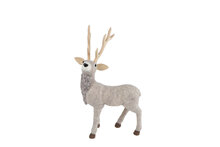 Decoratie Hert &ndash; staand beige textiel &ndash; 24 &times; 18 &times; 42 cm