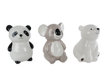 Aardewerken spaarpot Bears &ndash; wit/grijs &ndash; 12 &times; 12 &times; 16 cm &ndash; diverse uitvoeringen