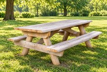 Robinia Picknicktafel robuust voor openbaar gebruik 200cm x 170cm (voorbeeld uitvoering) - sfeerbeeld