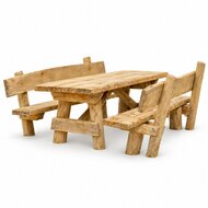 Robinia picknickset met rugleuning &ndash; voor openbaar gebruik - witte achtergrond