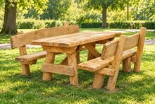 Robinia picknickset met rugleuning &ndash; voor openbaar gebruik - sfeerbeeld