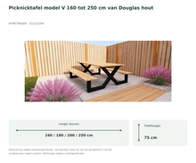 Picknicktafel model V 160 tot 250 cm van Douglas hout