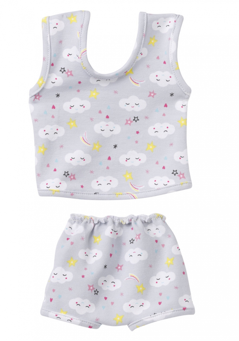 Poppenondergoed, Grijs Met Wolkjes (Mt 30-33)