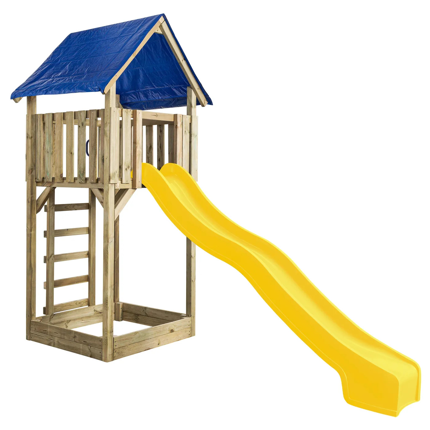 Houten Speeltoren Lisa met glijbaan - Geel
