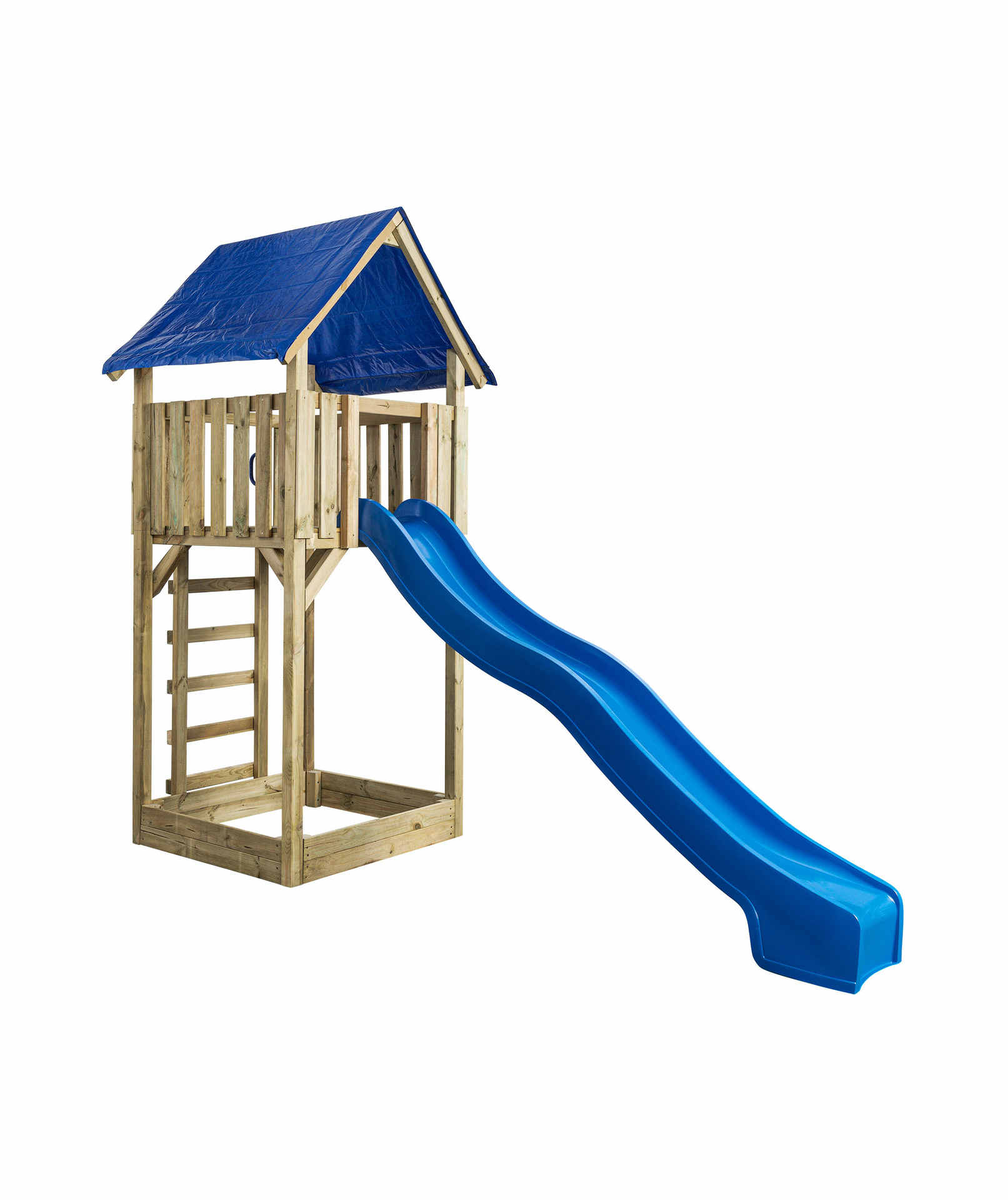 Houten Speeltoren Lisa met glijbaan - Blauw