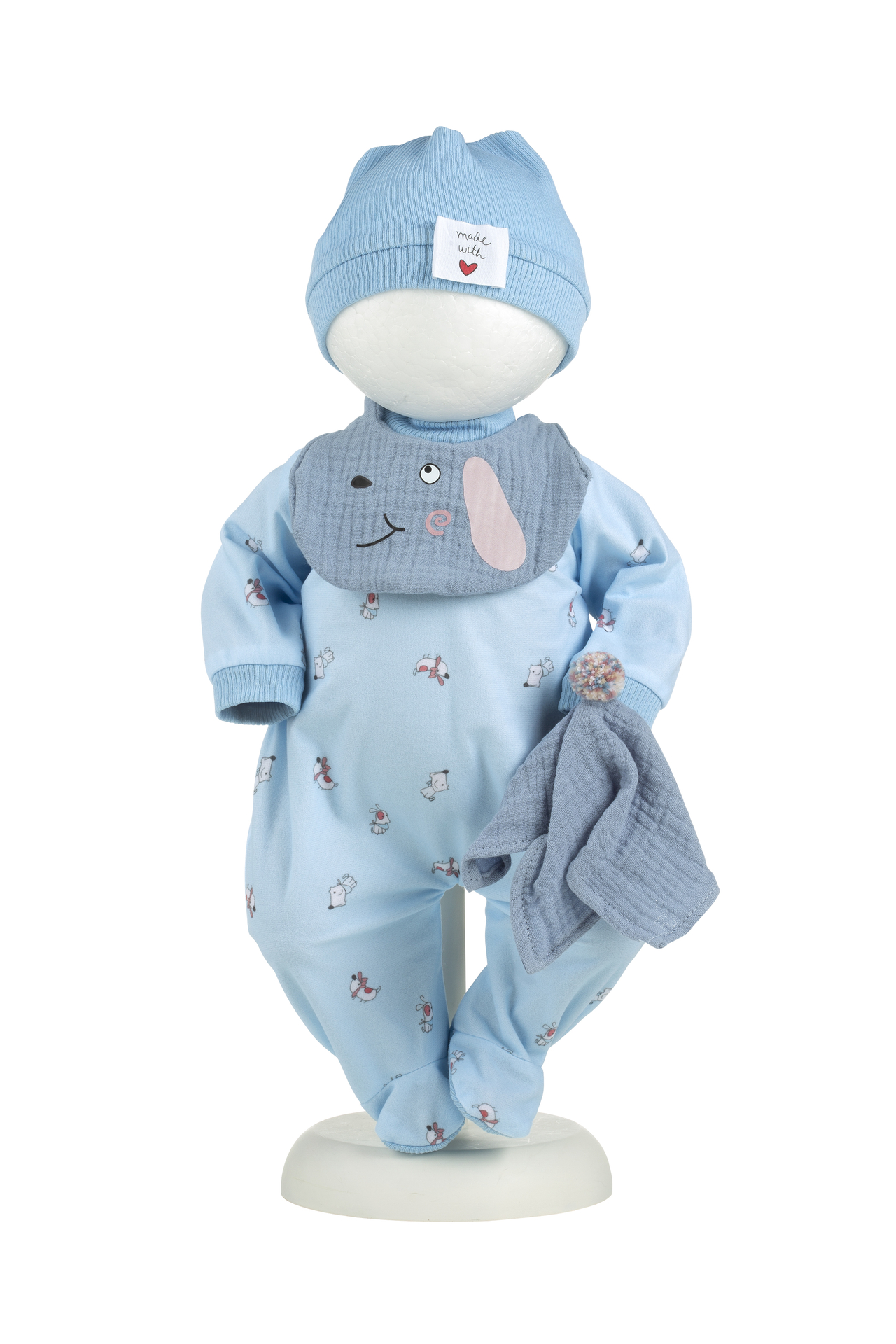 kledingset Llorens 42cm licht blauw pakje