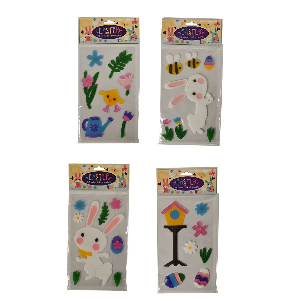 Pasen Gel Raamstickers 4ass Uitlopend