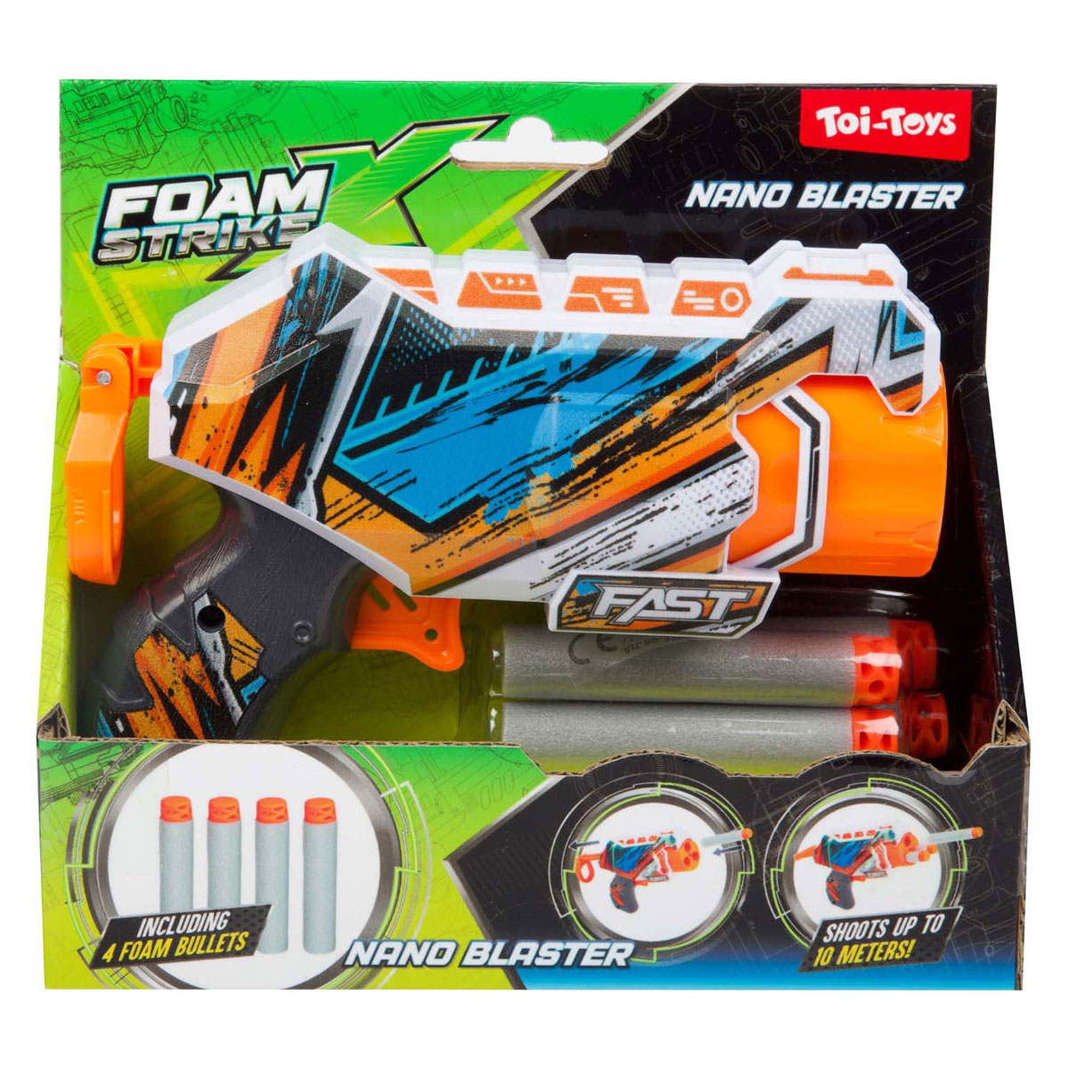 Foam Strikex Afschietpistool Nano Blaster met 4 Foampijlen