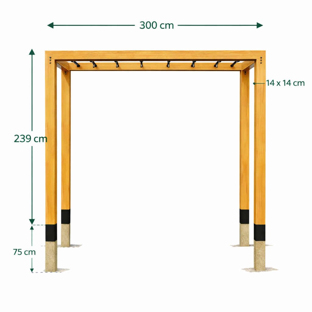 Robuuste Douglas Pergola Schommel met Rekstokken &ndash; 300 cm 14x14