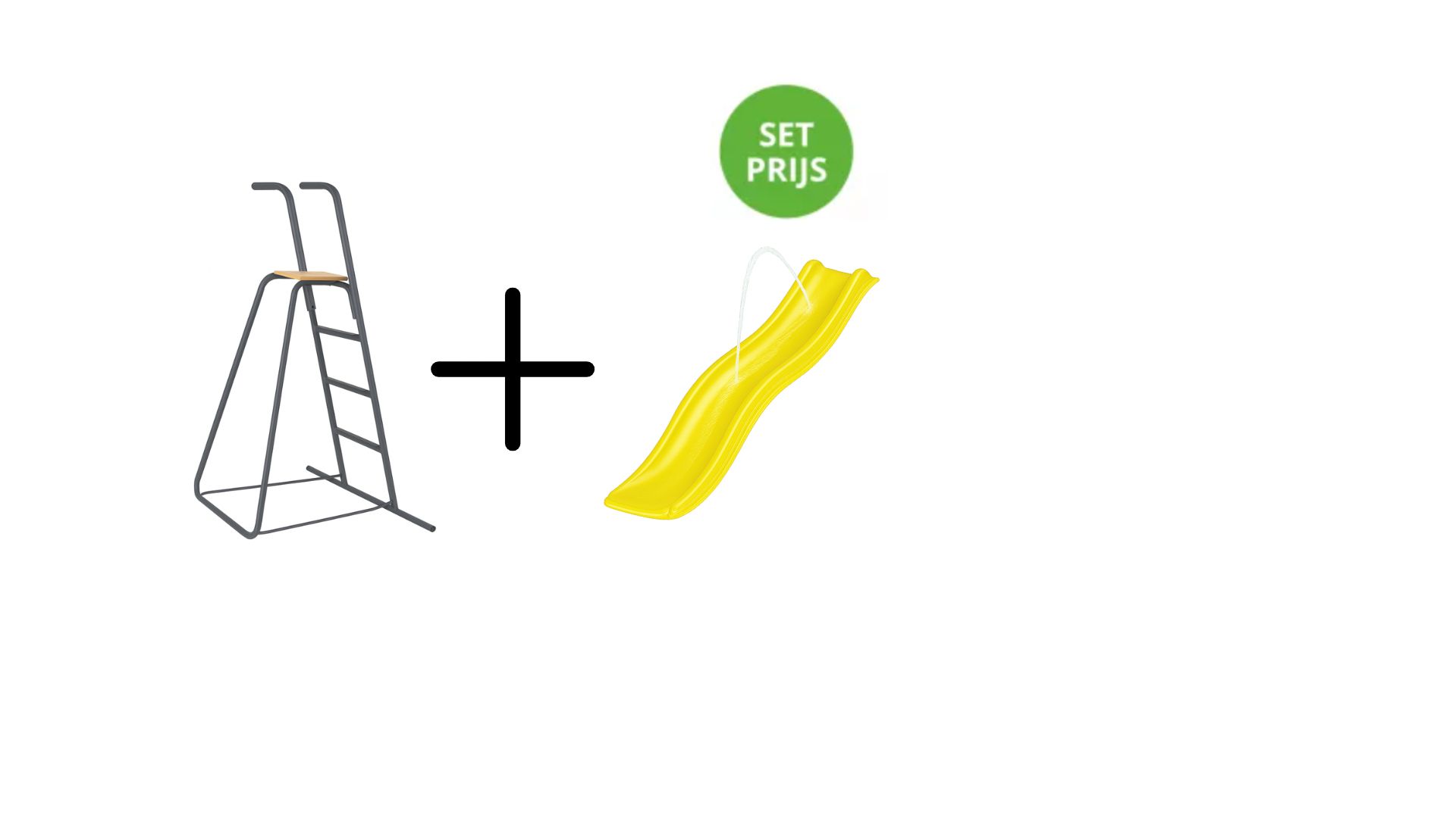 Complete glijbaanset 1,75 m met losse trap en wateraansluiting Geel