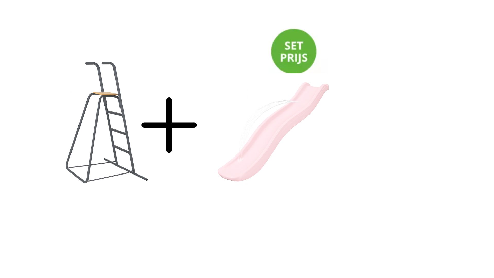 Complete glijbaanset 1,75 m met losse trap en wateraansluiting Pastel Roze