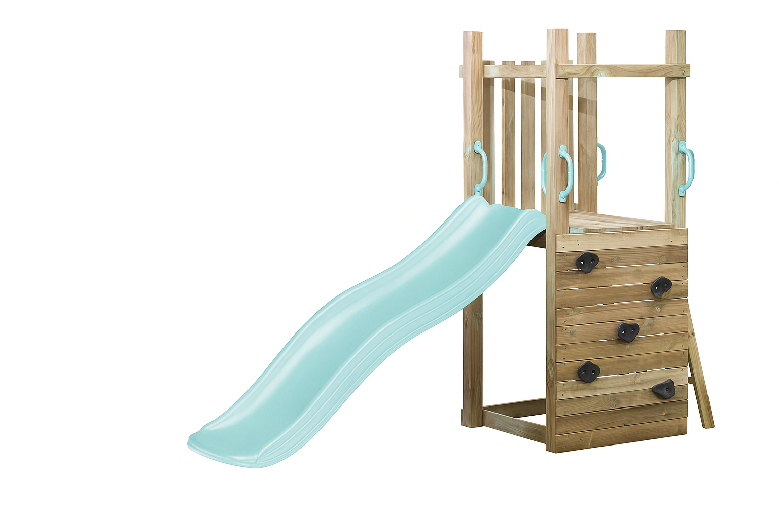 Houten Speeltoestel Irma Groot met pastelblauwe glijbaan