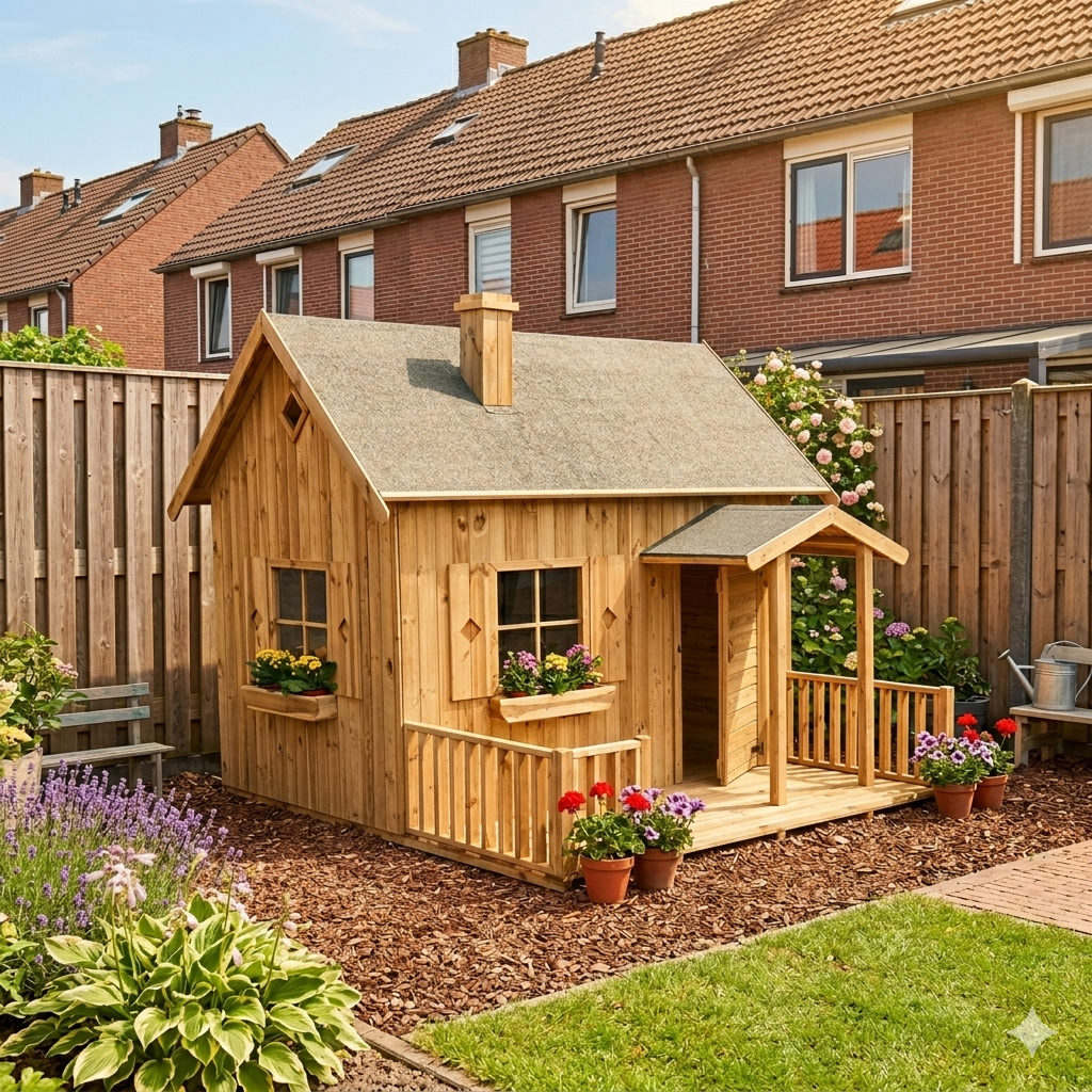 WOODY Houten Speelhuis Elodie Ge&iuml;mpregneerd