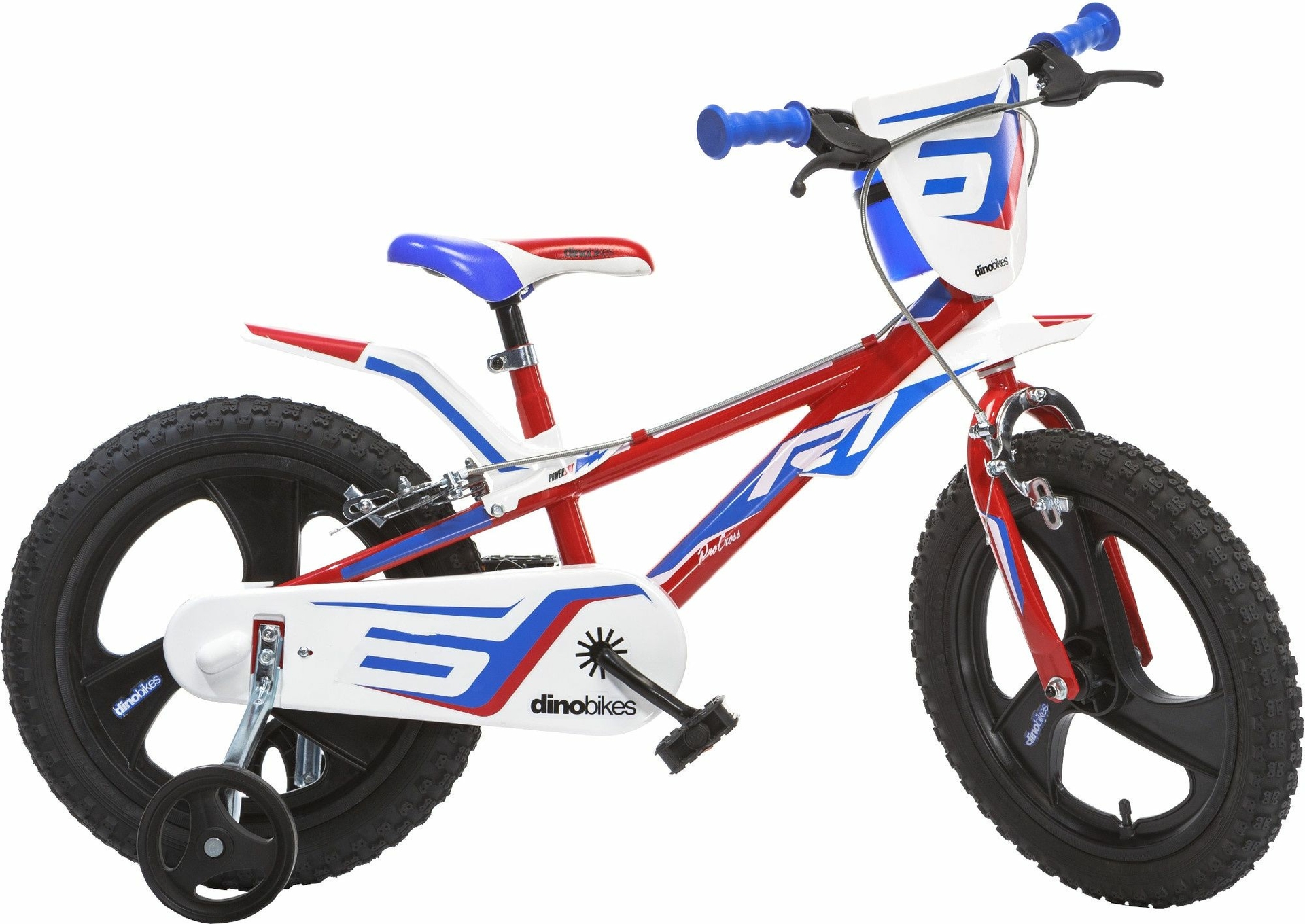 Kinderfiets 14 inch Dino Bikes R1 racethema rood/blauw/wit