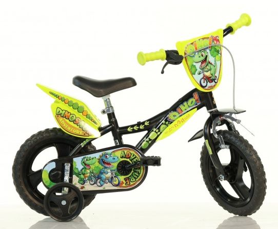 Kinderfiets 12 inch Dino Bikes Dinosaur Adventure met zijwieltjes