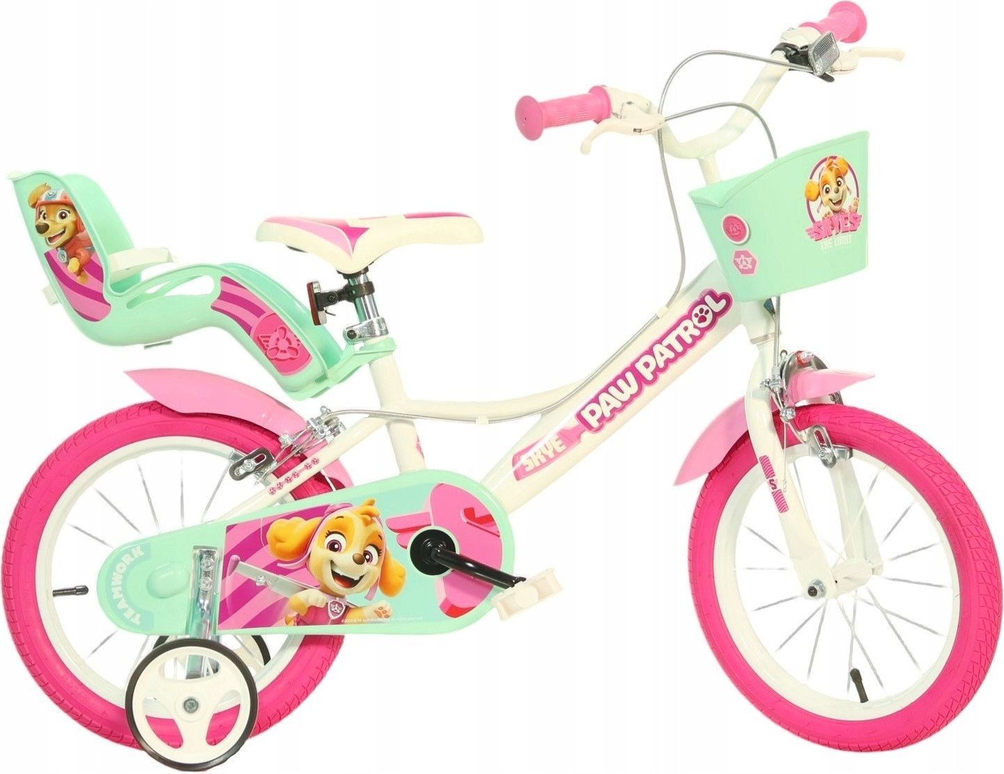 Paw Patrol kinderfiets 14 inch meisjes met zijwieltjes Dino Bikes