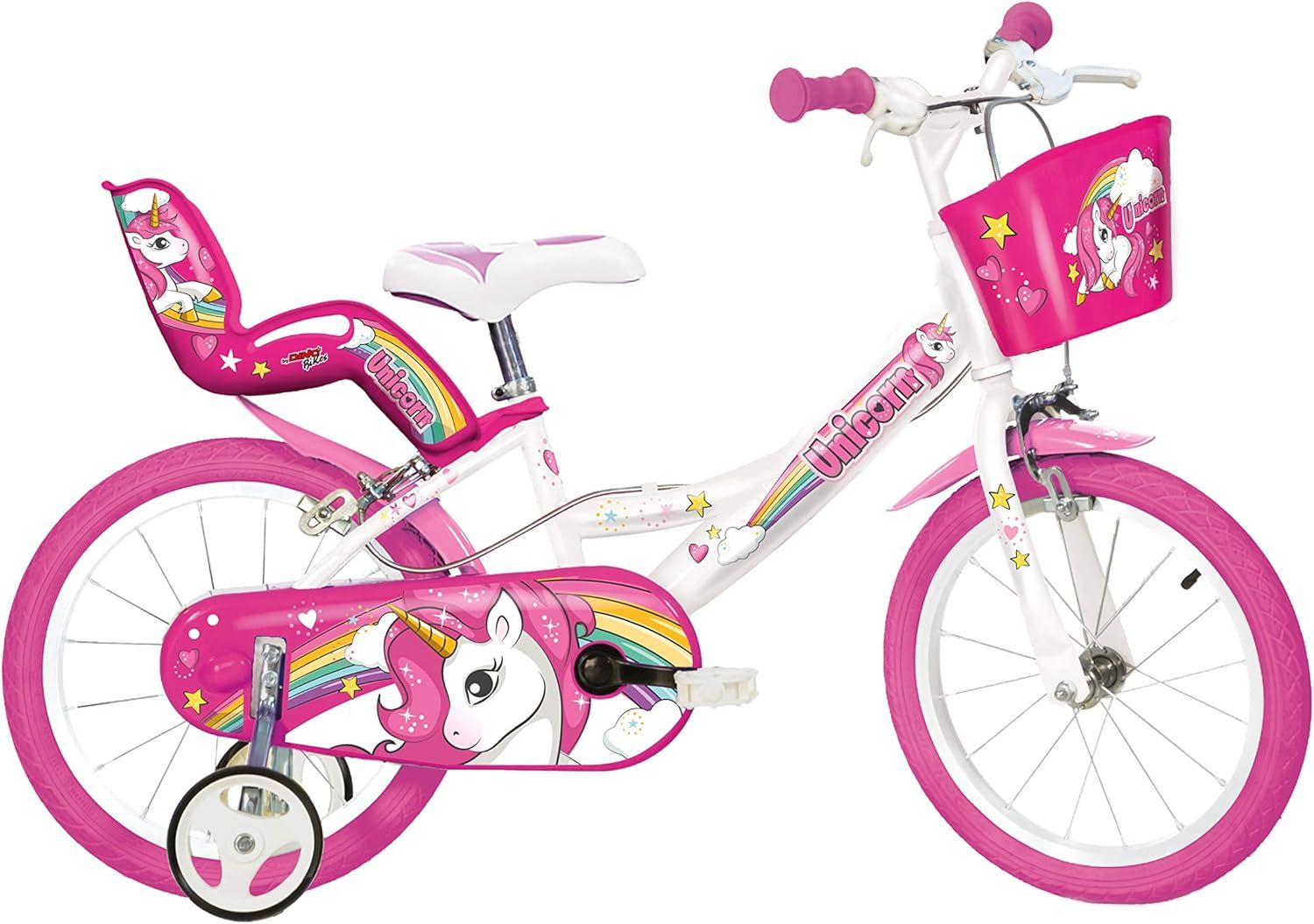 Kinderfiets 16 inch unicorn met zijwieltjes Dino Bikes meisjes