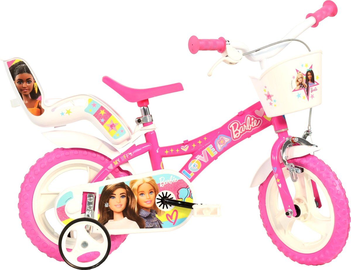 Barbie kinderfiets 12 inch roze Dino Bikes met zijwieltjes
