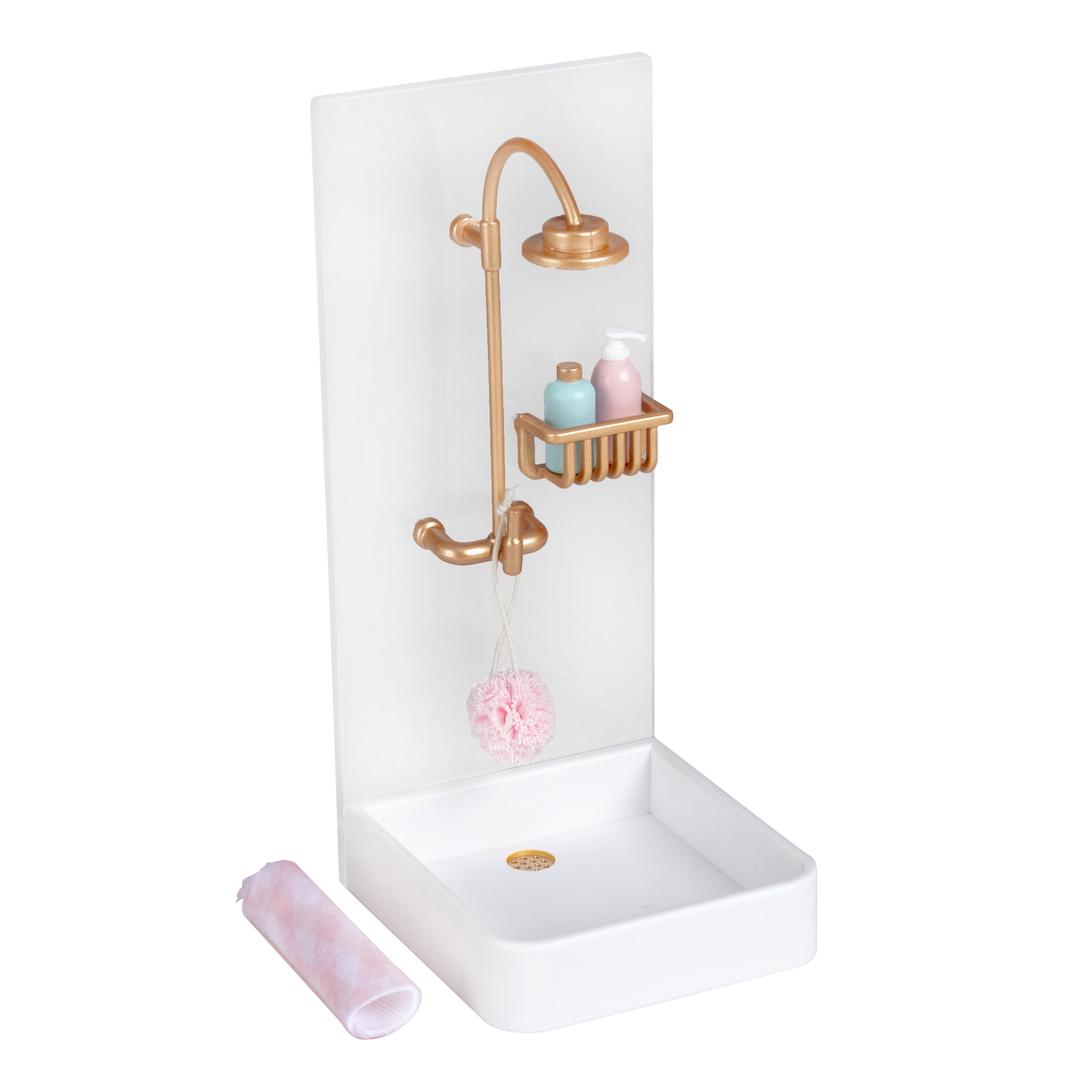Lundby poppenhuis douchecabine set 1:18 met accessoires goud-wit