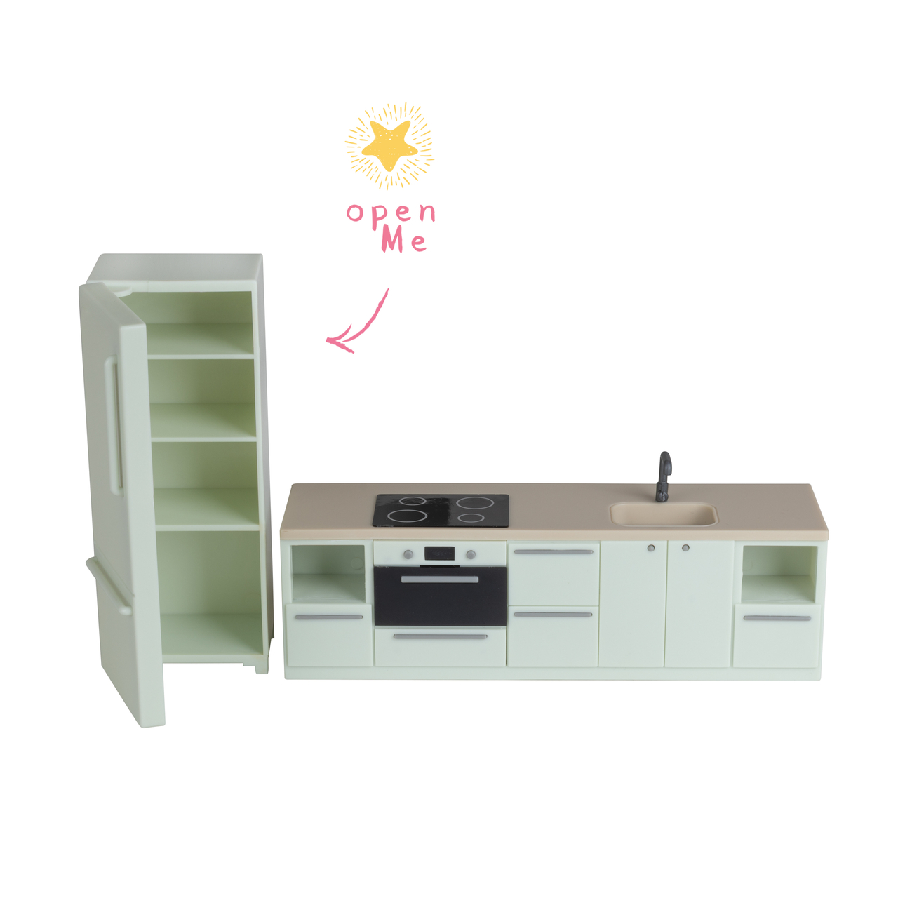 Lundby poppenhuiskeuken met koelkast mintgroen (schaal 1:18)