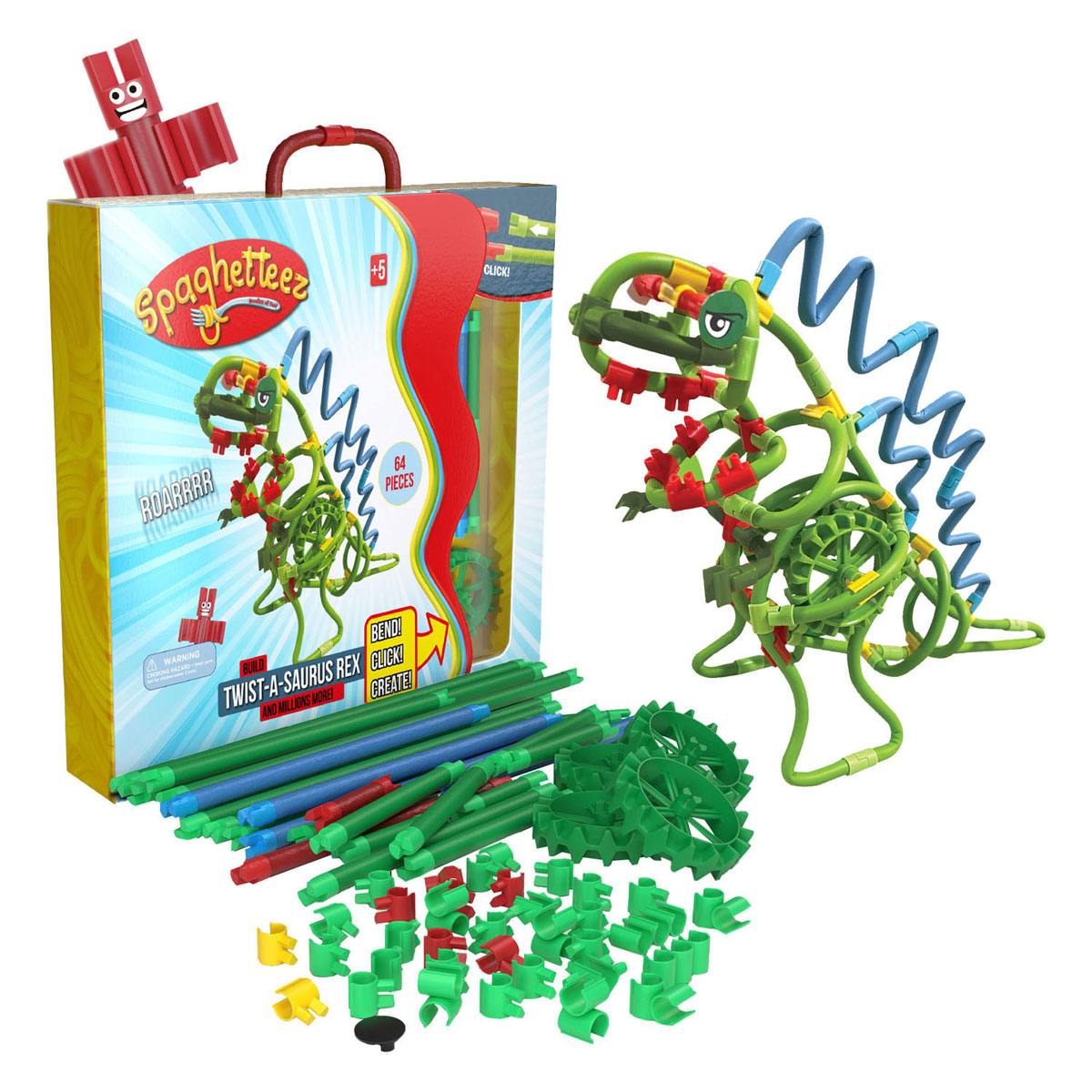 Spaghetteez Twist-A-Saurus Rex Flexibele Bouwstaafjes, 64dlg.